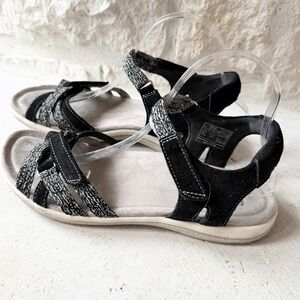 Earth Origins Sofia Womens Black White Strappy Comfort Walking Sandals Size 7M